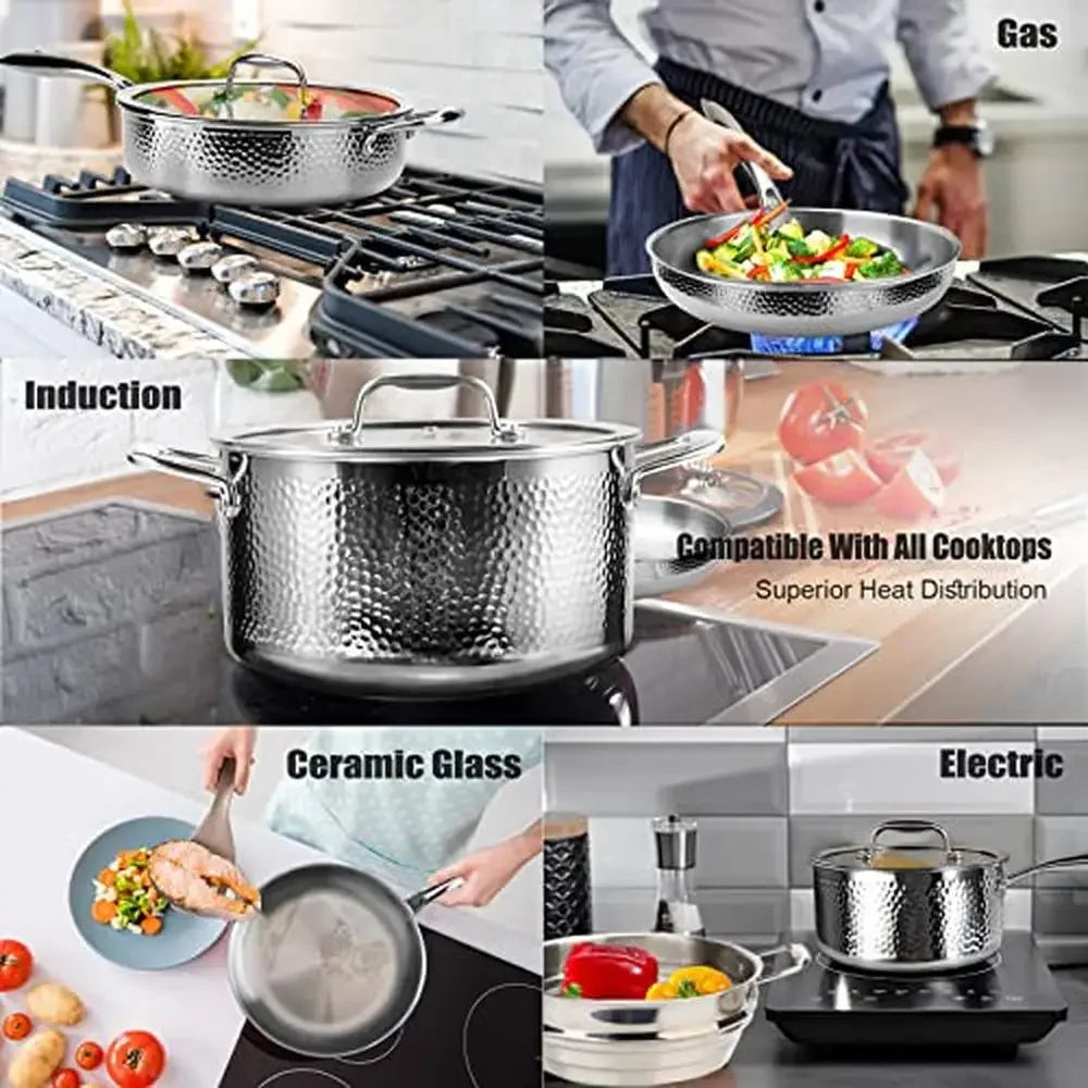 14PCS Tri-Ply Clad Stainless Steel Cookware Sets