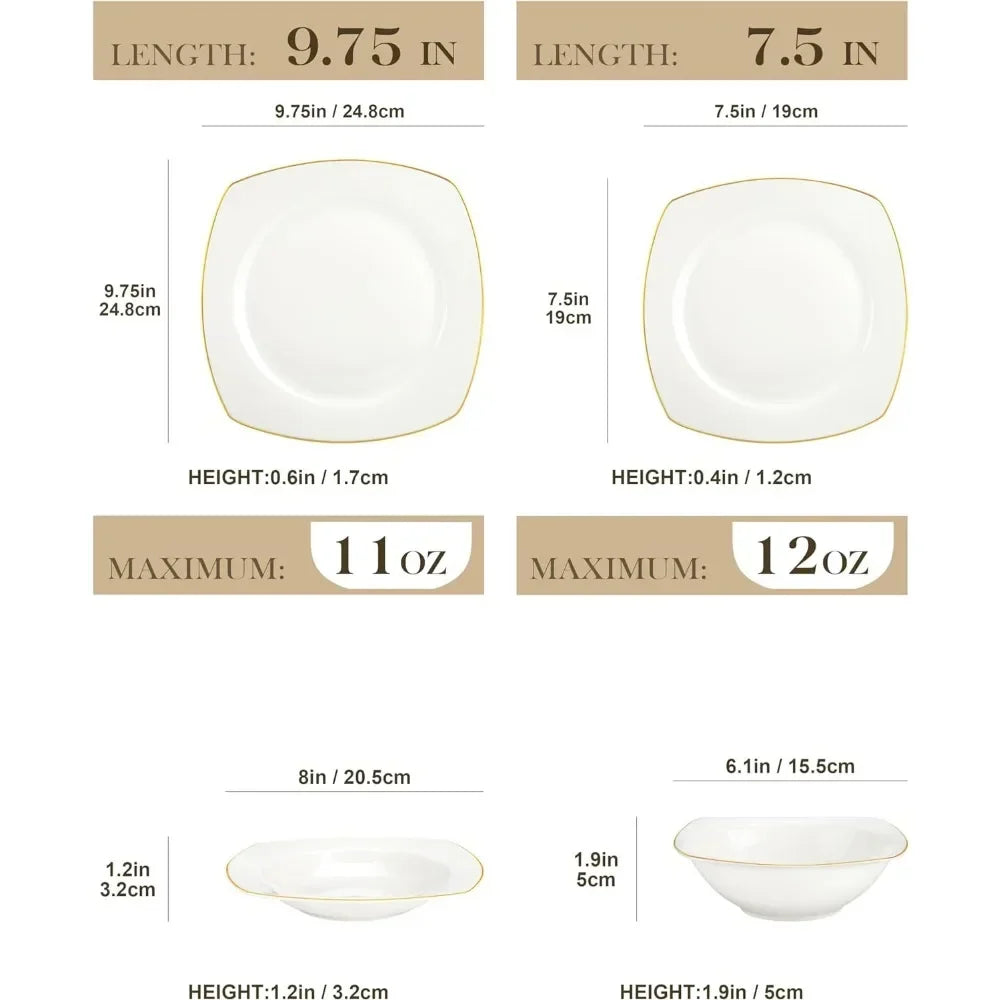 32 Piece Set of Gold-Edged Bone China