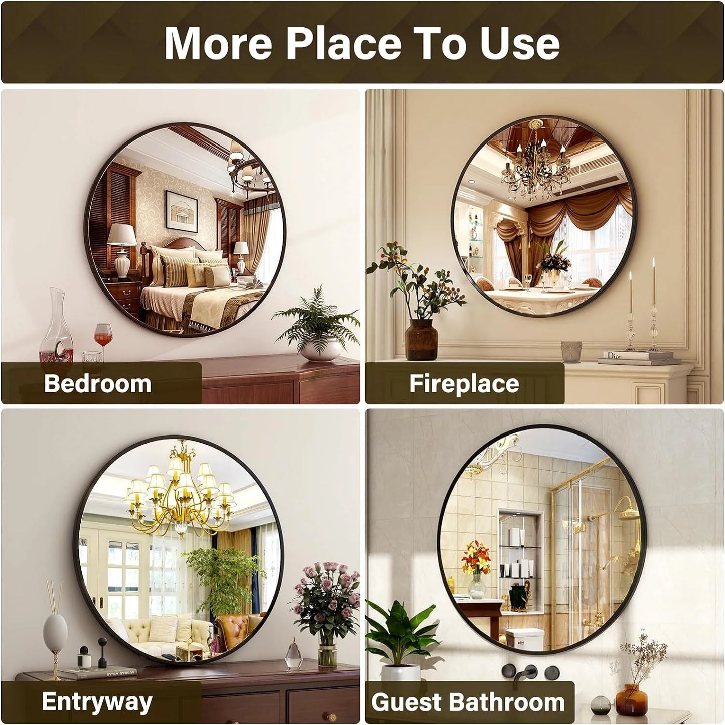 36 Inch Round Metal Wall Mirror