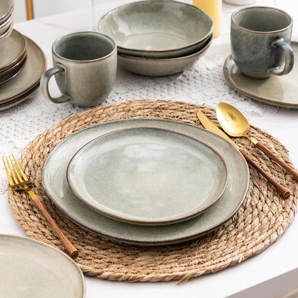 Ceramic Dinnerware Sets of 8 Handmade Reactive Glaze