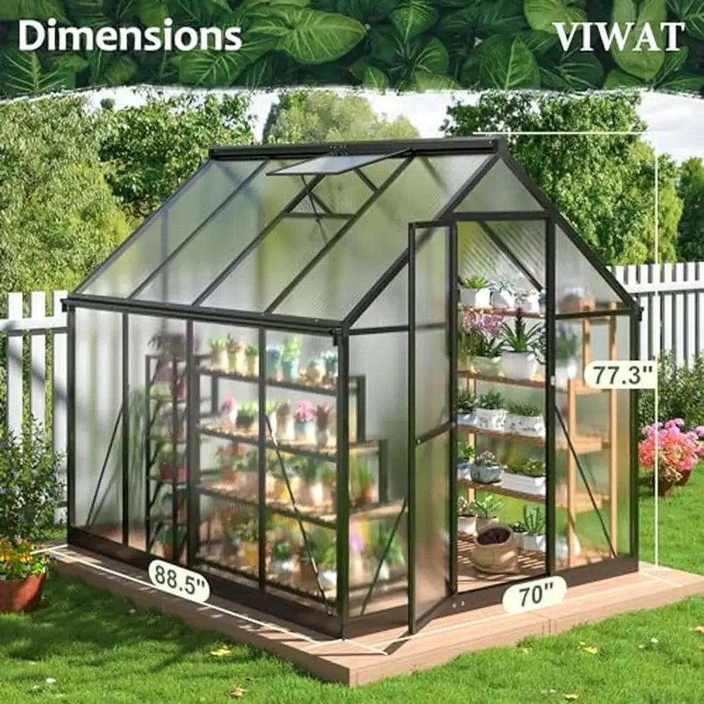 Polycarbonate Aluminum Walk-in Greenhouse Ventilation Security