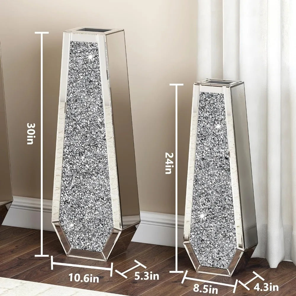 Home Decor Crushed Diamond Tall Floor Vase