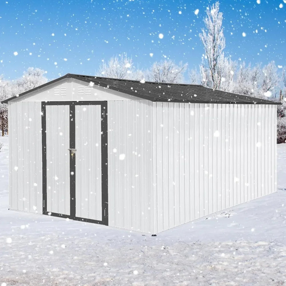 12'X10' Metal Storage Shed, Waterproof, Lockable Doors