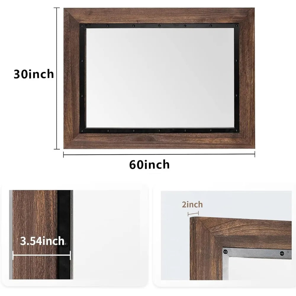 Natural Wood and Iron Vanity Mirror