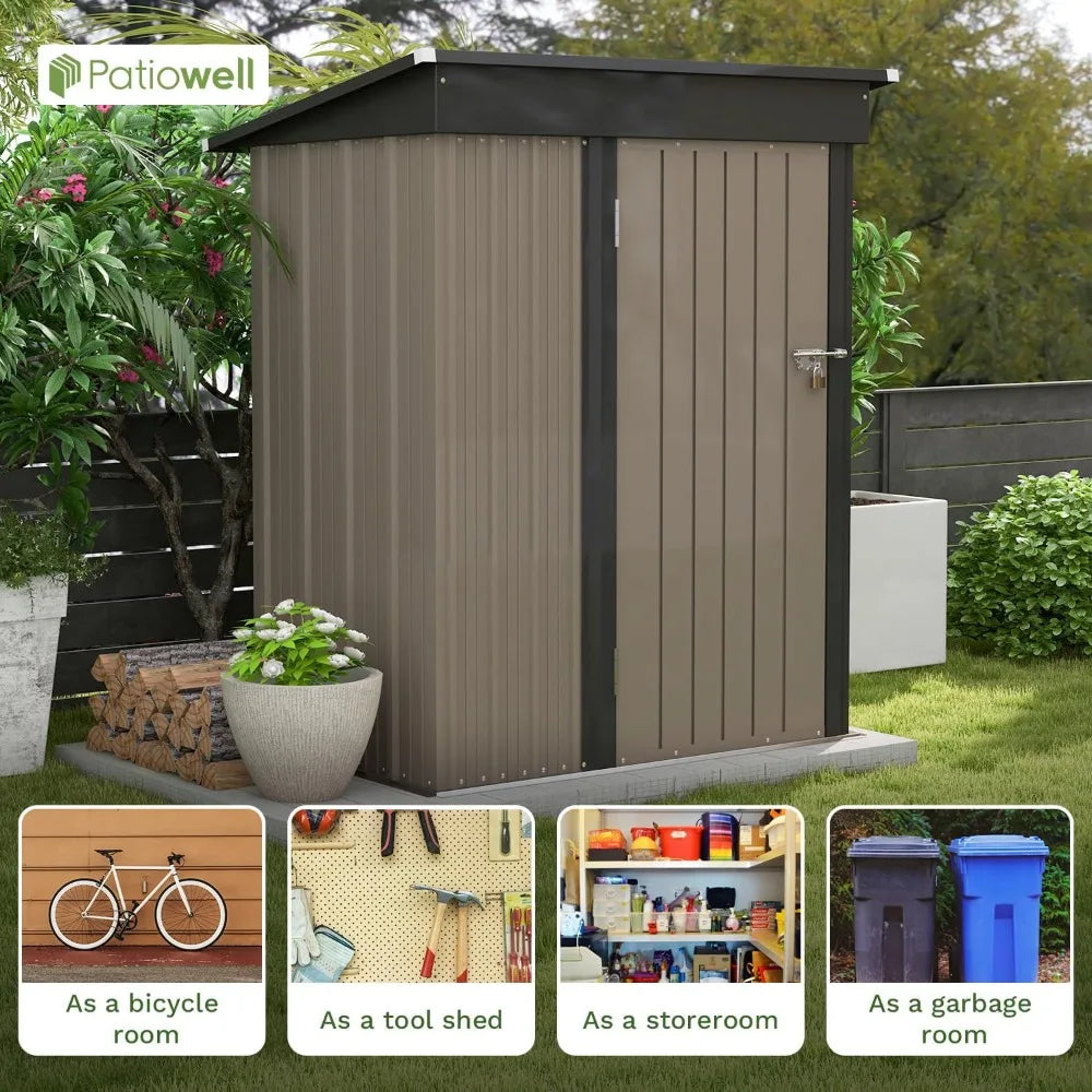 5x3 FT Tool Shed, Sloping Roof Lockable Door