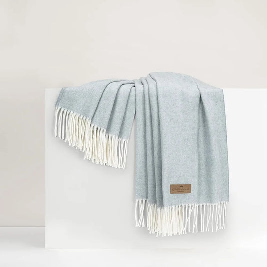 All-Season Luxury Crystal Blue Herringbone Throw