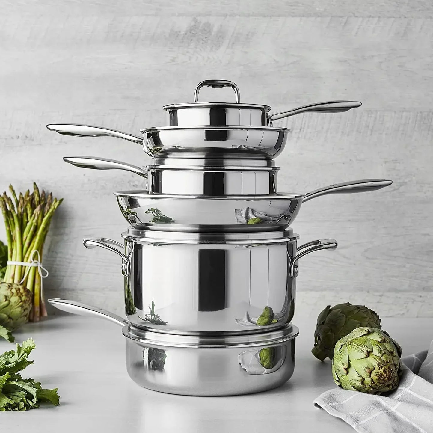 Clad Impulse 10-pc 3-Ply Stainless Steel Set