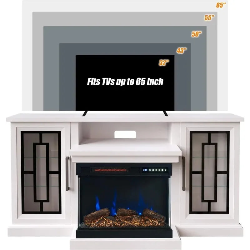 59"  Stand with 3-Side Glass Fireplace