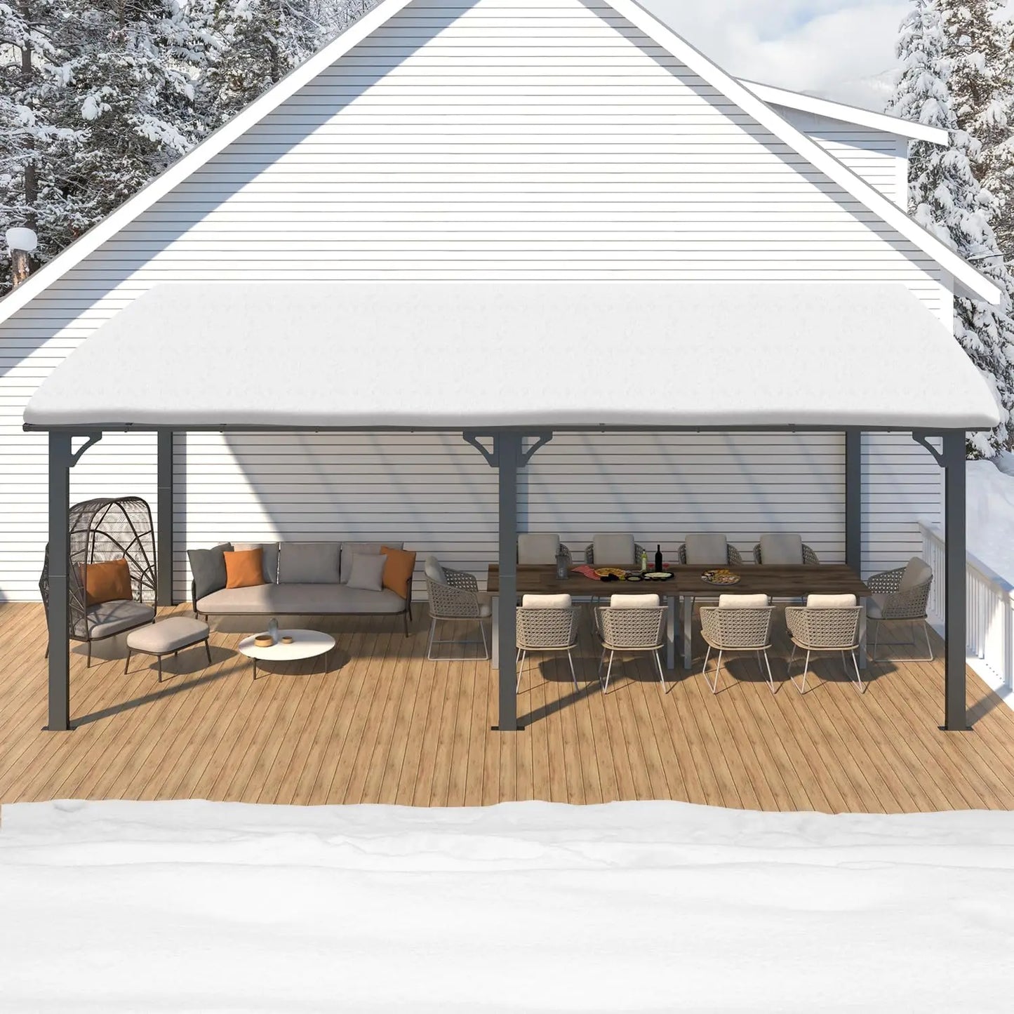 20' x 10' Outdoor Gazebo Large Wall Mounted Pergolas