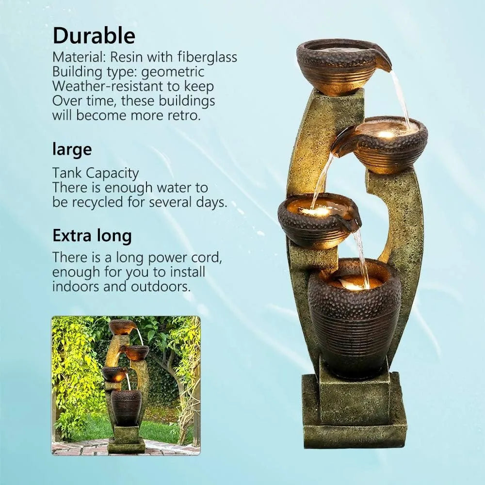 4 Crocks Outdoor Garden Fountains