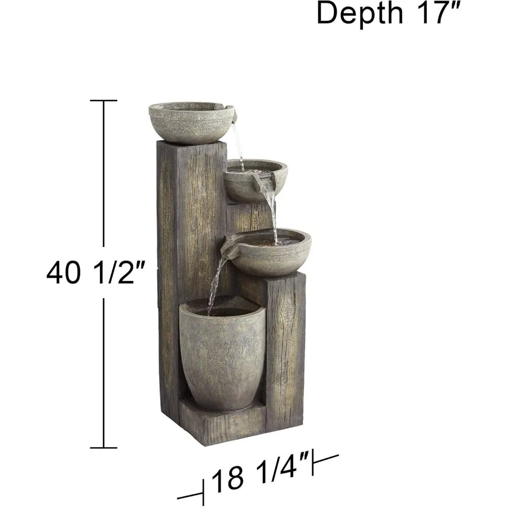 Four Tier Rustic Outdoor Floor Water Fountain