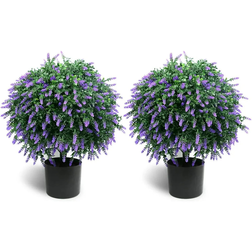 Artificial Lavender Topiary Ball Tree Potted Bushes