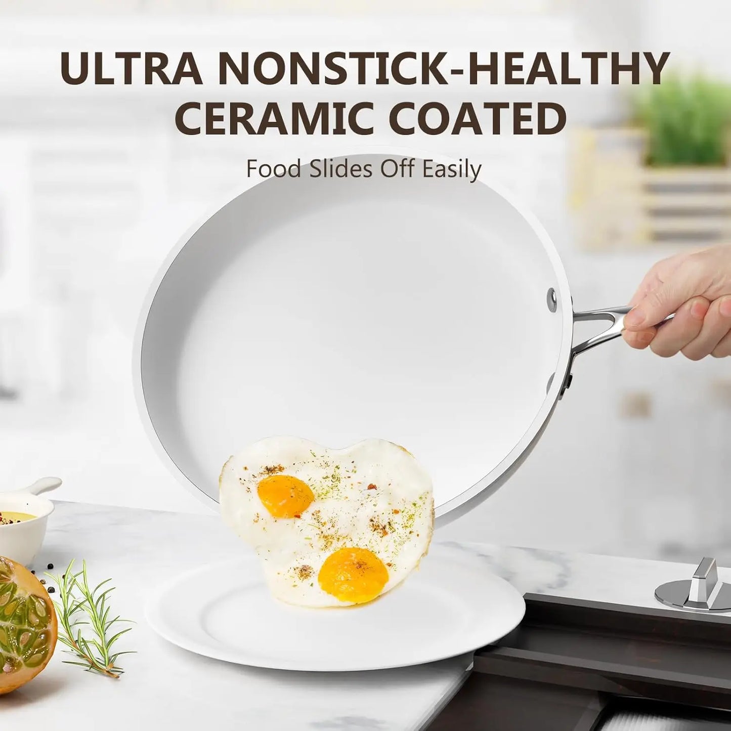 10 Piece White Nonstick Ceramic Cookware Set