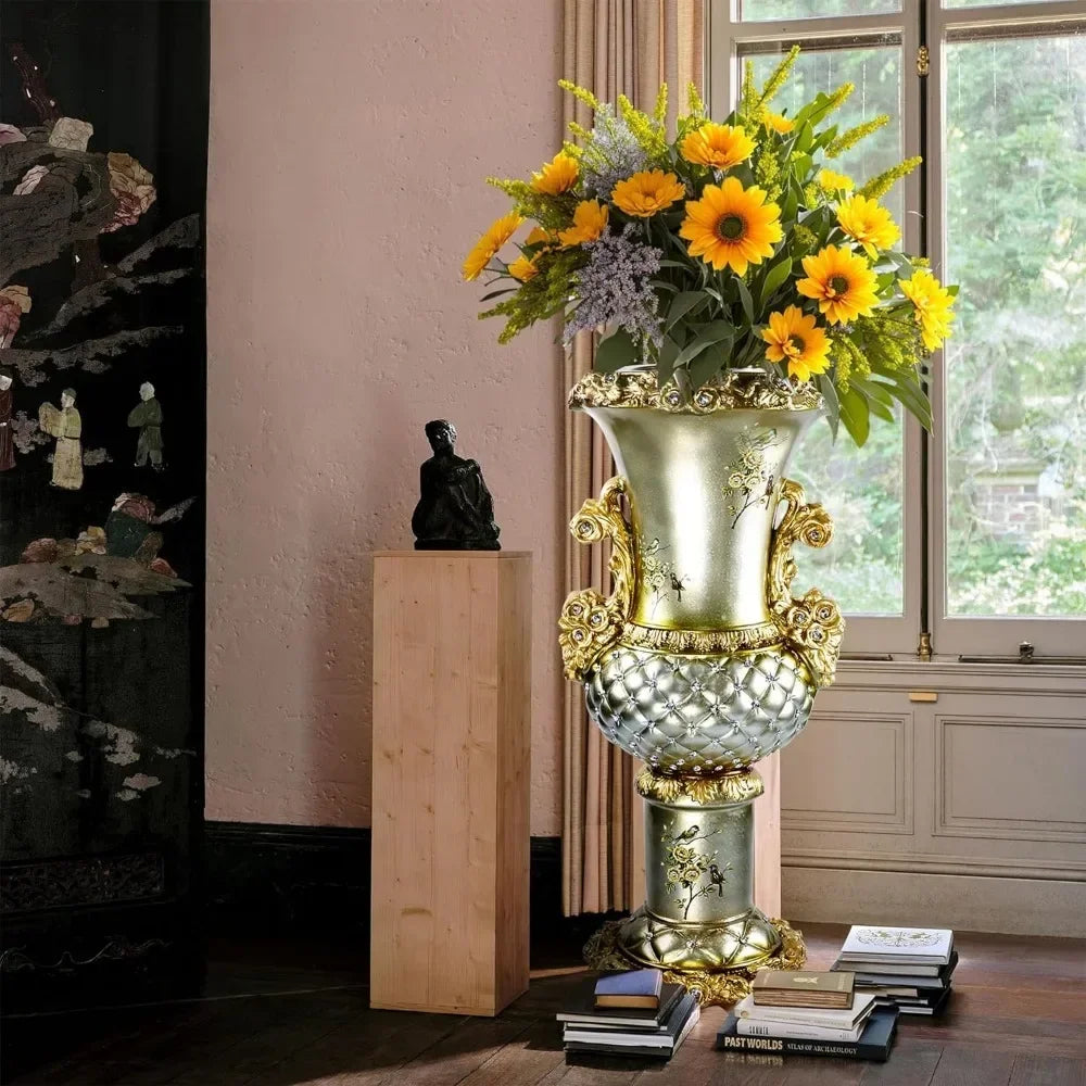 Gold Tall Floor Vase Home Decorations