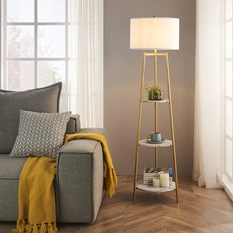 Standing Reading Light with Shelves