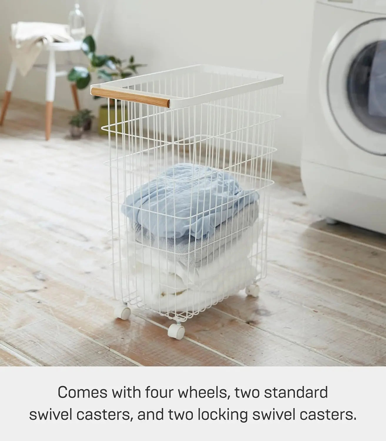 Home Wire Rolling Wheeled Clothing Hamper