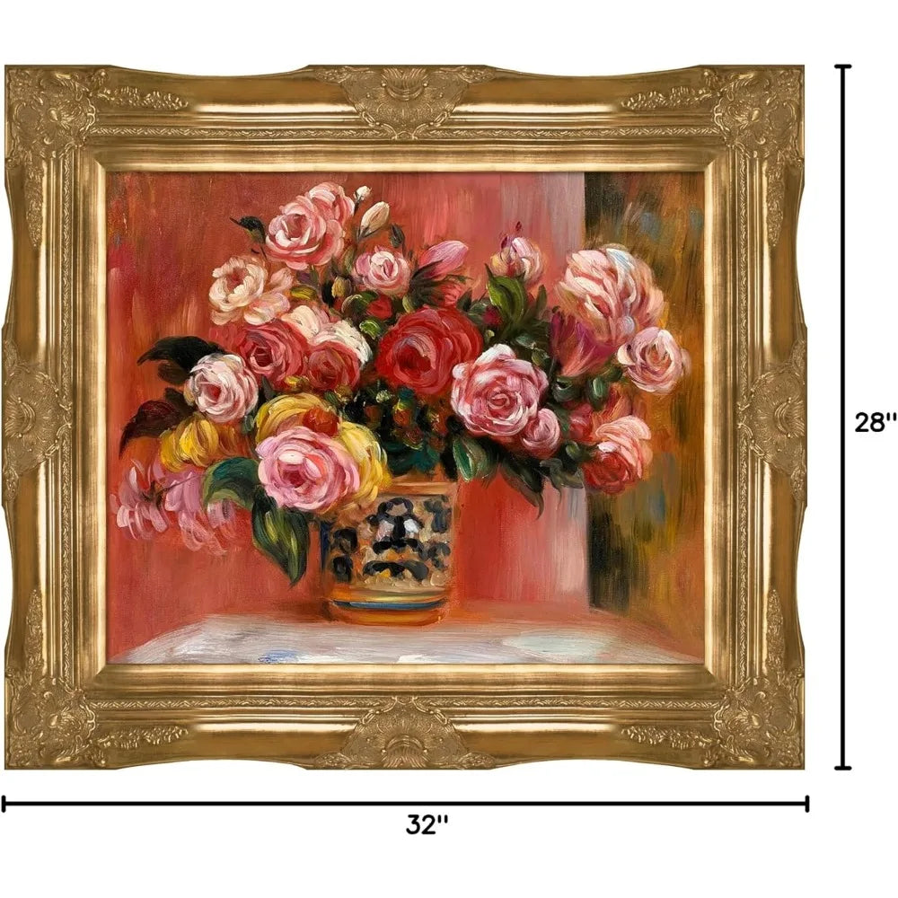 Painting & Calligraphy Roses With Gold Frame