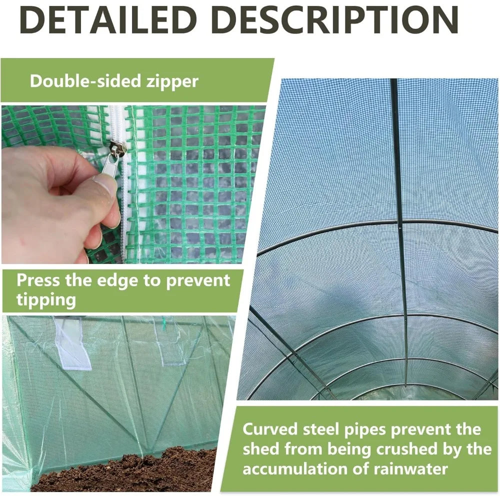 Large Outdoor Greenhouse Tunnel Sturdy Walk-in