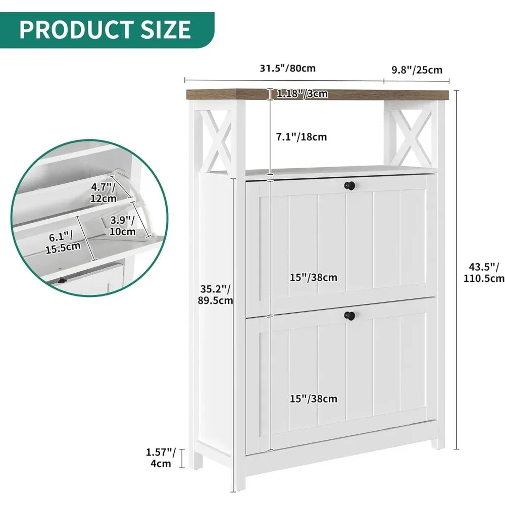 Entryway Shoe Storage Cabinet With Open Shelves