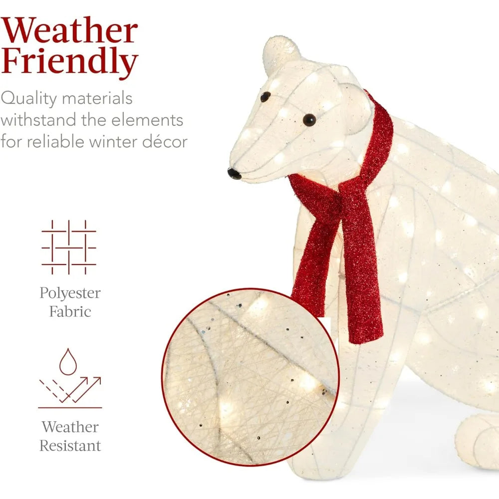 32 Inch 2-Piece Lighting Polar Bear Christmas Decoration