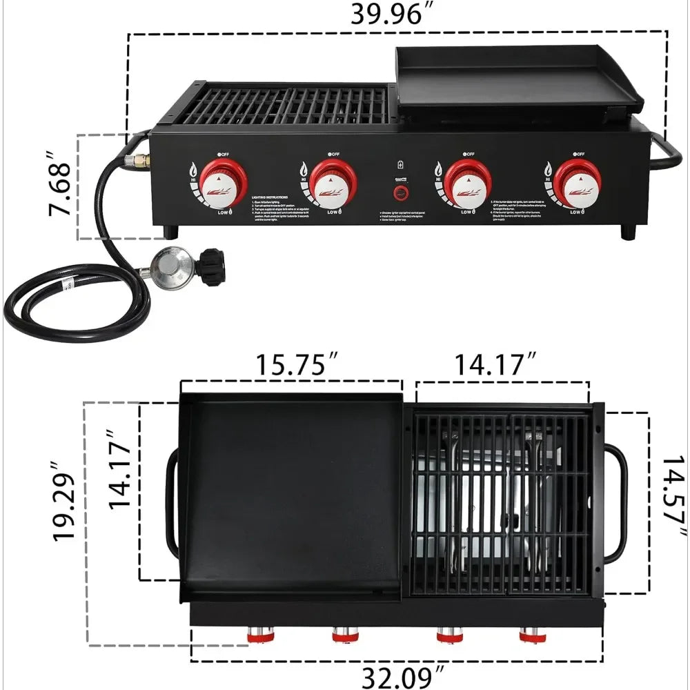 4-Burner Tailgater Grill Griddle Combo