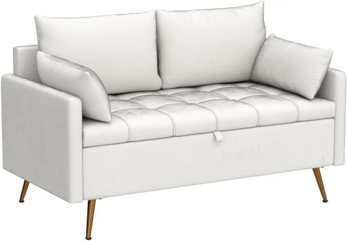 Tufted Upholstered Couch With Storage