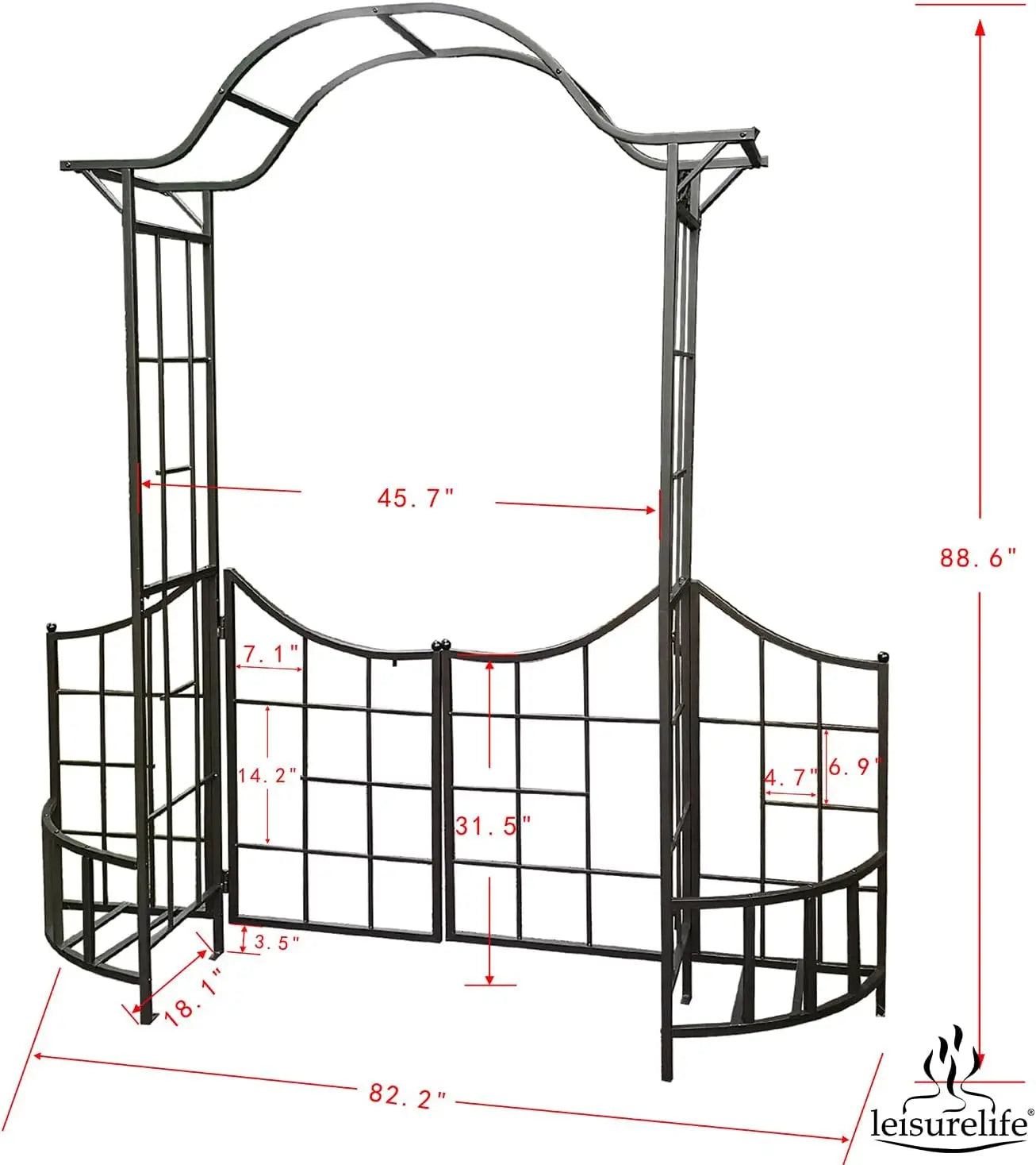 Decorative Garden Arch Trellis with Gate Fence