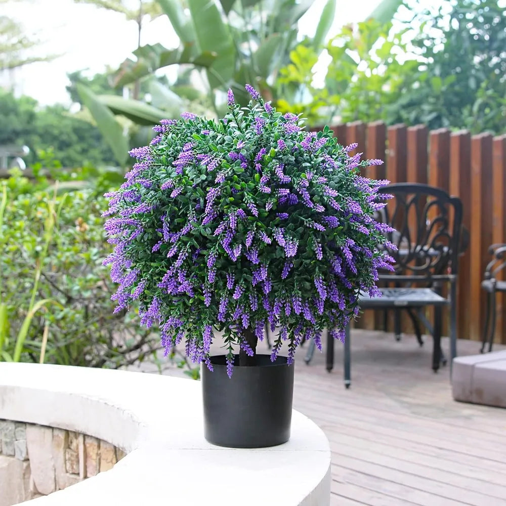 Artificial Lavender Topiary Ball Tree Potted Bushes