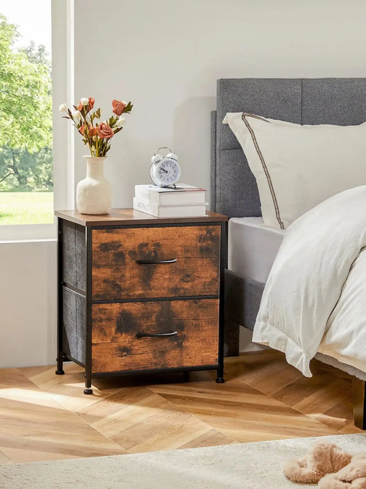 Nightstand For Bedroom With 2 Fabric Drawers Bedside Sofa Table With Storage Closet Chest Clothes Display Cabinet Furniture