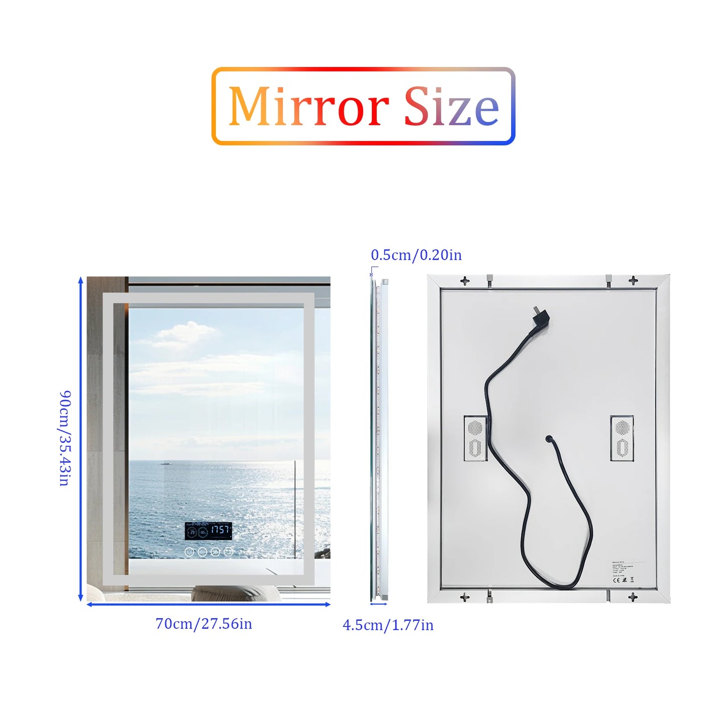 Square LED Lighted Bathroom Mirror