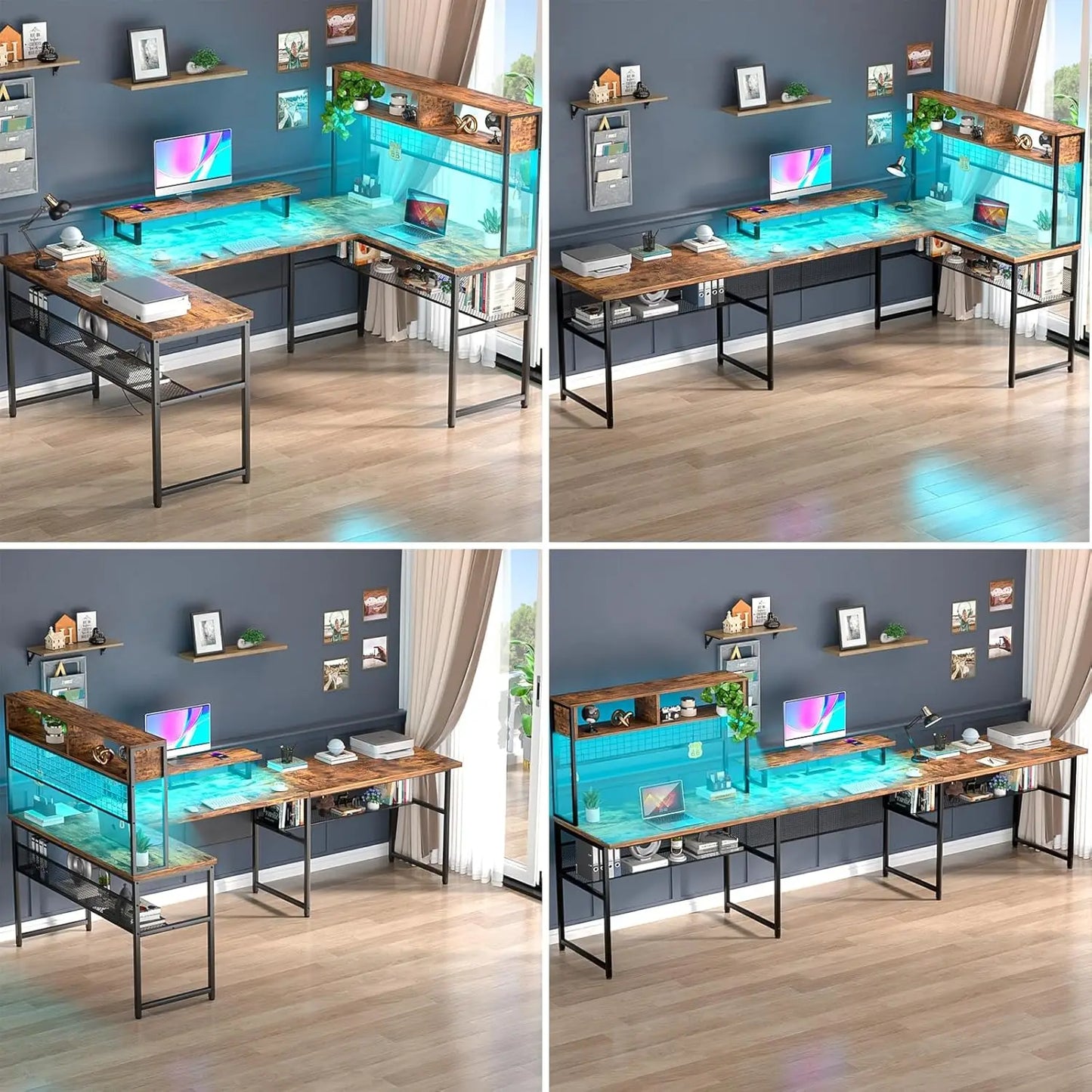 Reversible Computer Desks with Outlets &  Monitor