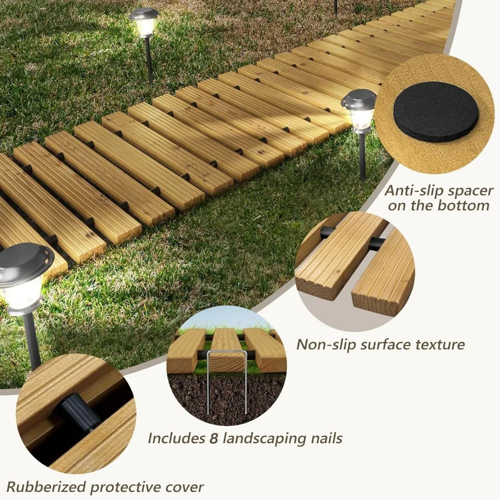 20FT Wooden Garden Pathway Outdoor Walkway