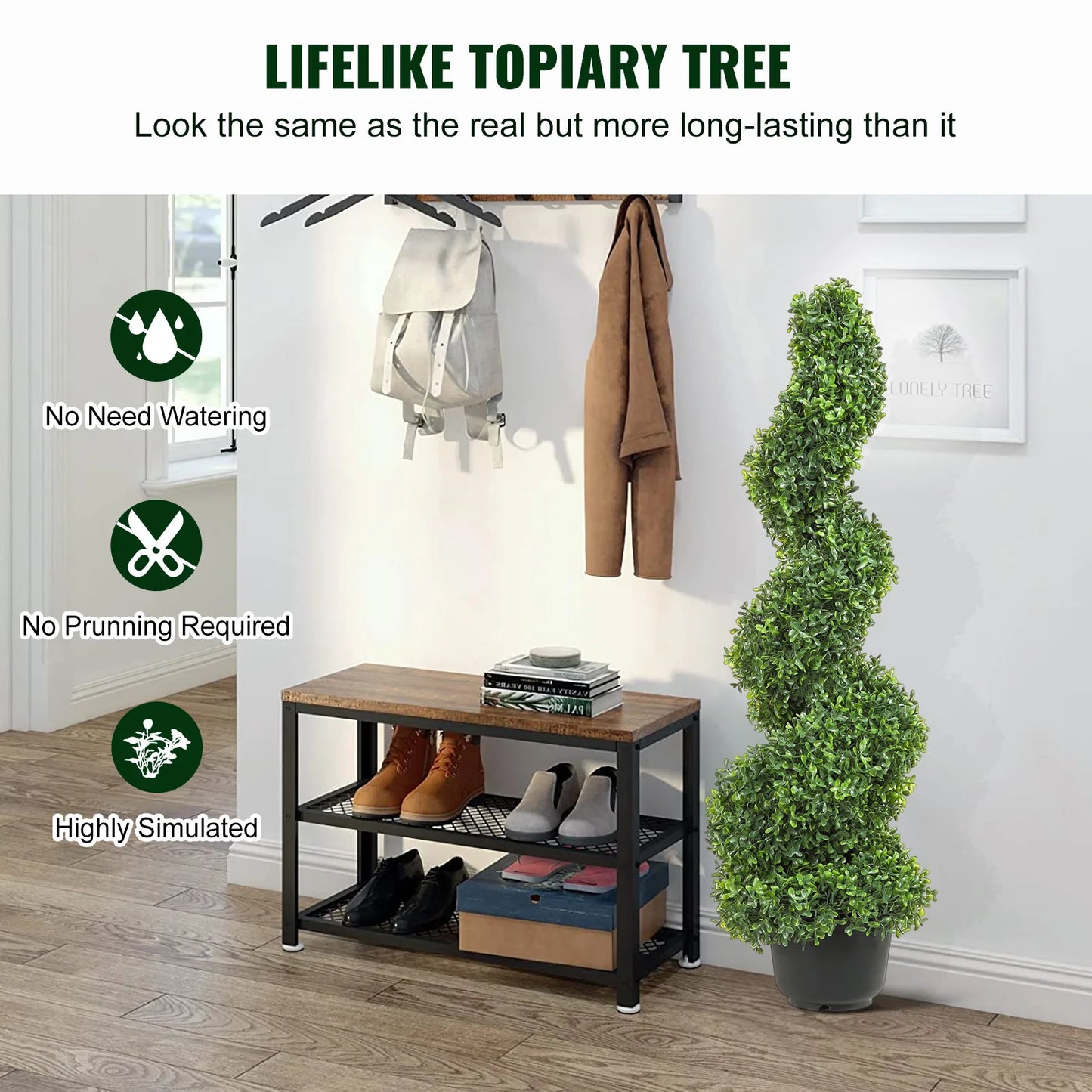 1/2pcs Artificial Boxwood Tower Topiary Spiral Artificial Plant 24/36/48in high Decorative Plants Green Plastic PE Tree