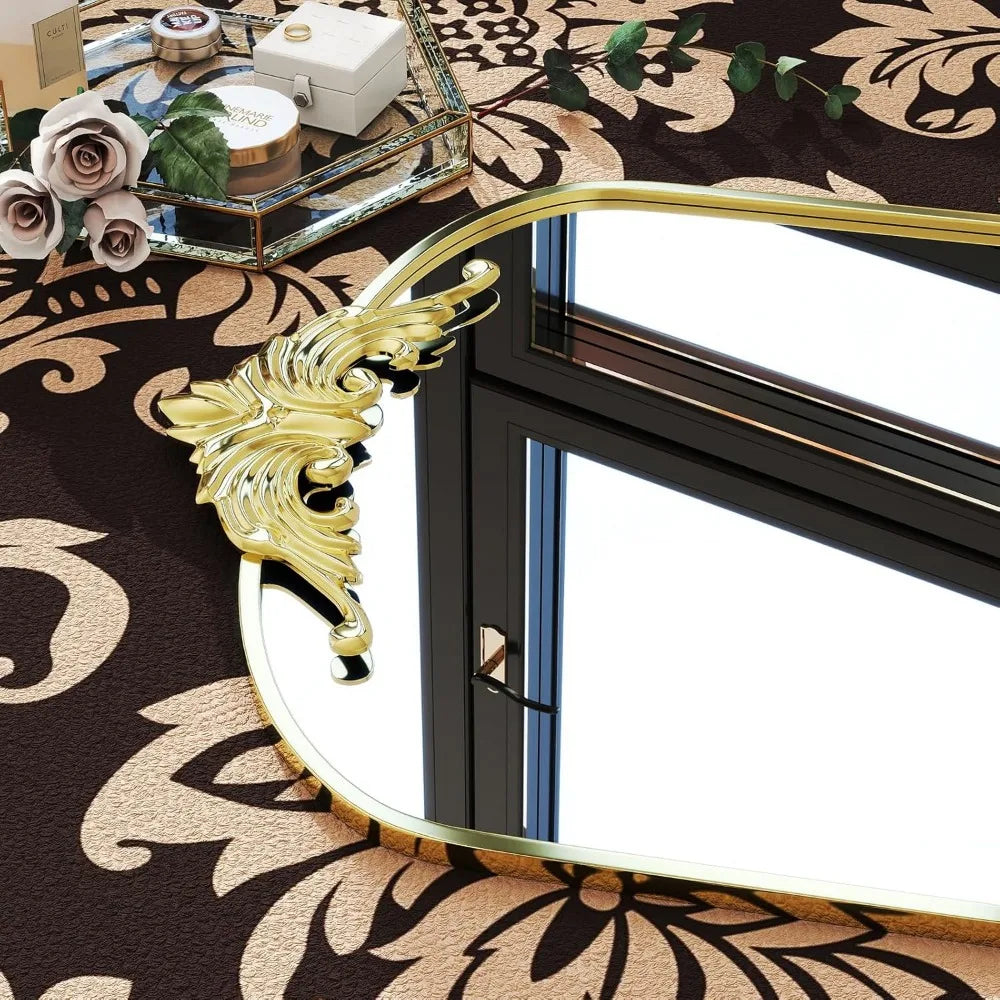 Gold Arched Full-Length Mirror with Stand