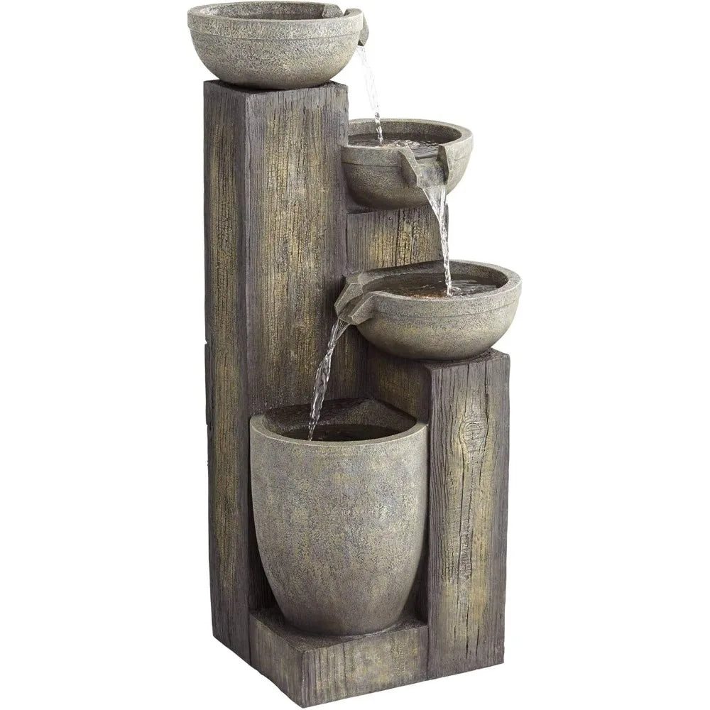 Four Tier Rustic Outdoor Floor Water Fountain