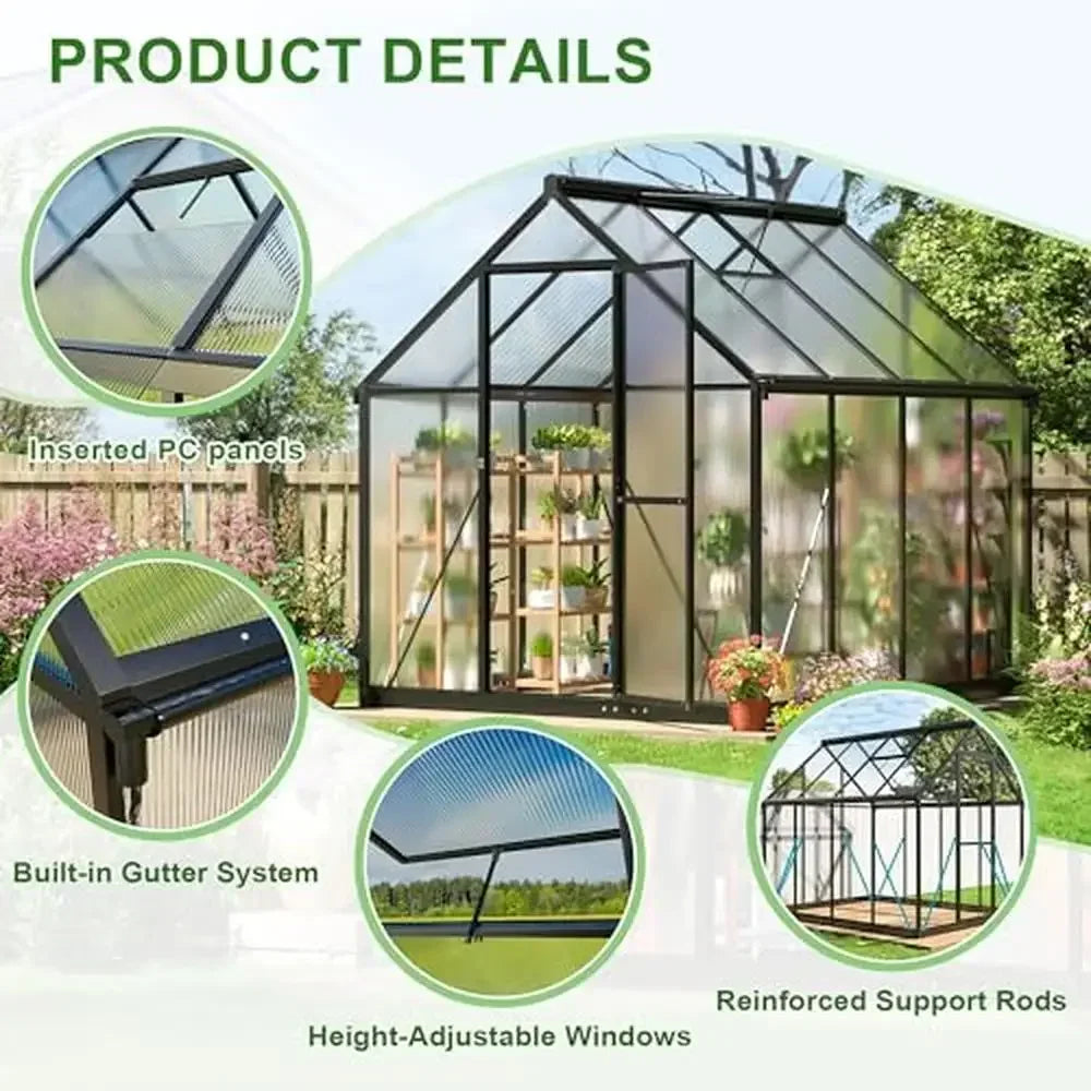 Aluminum Polycarbonate Greenhouse Garden Kit