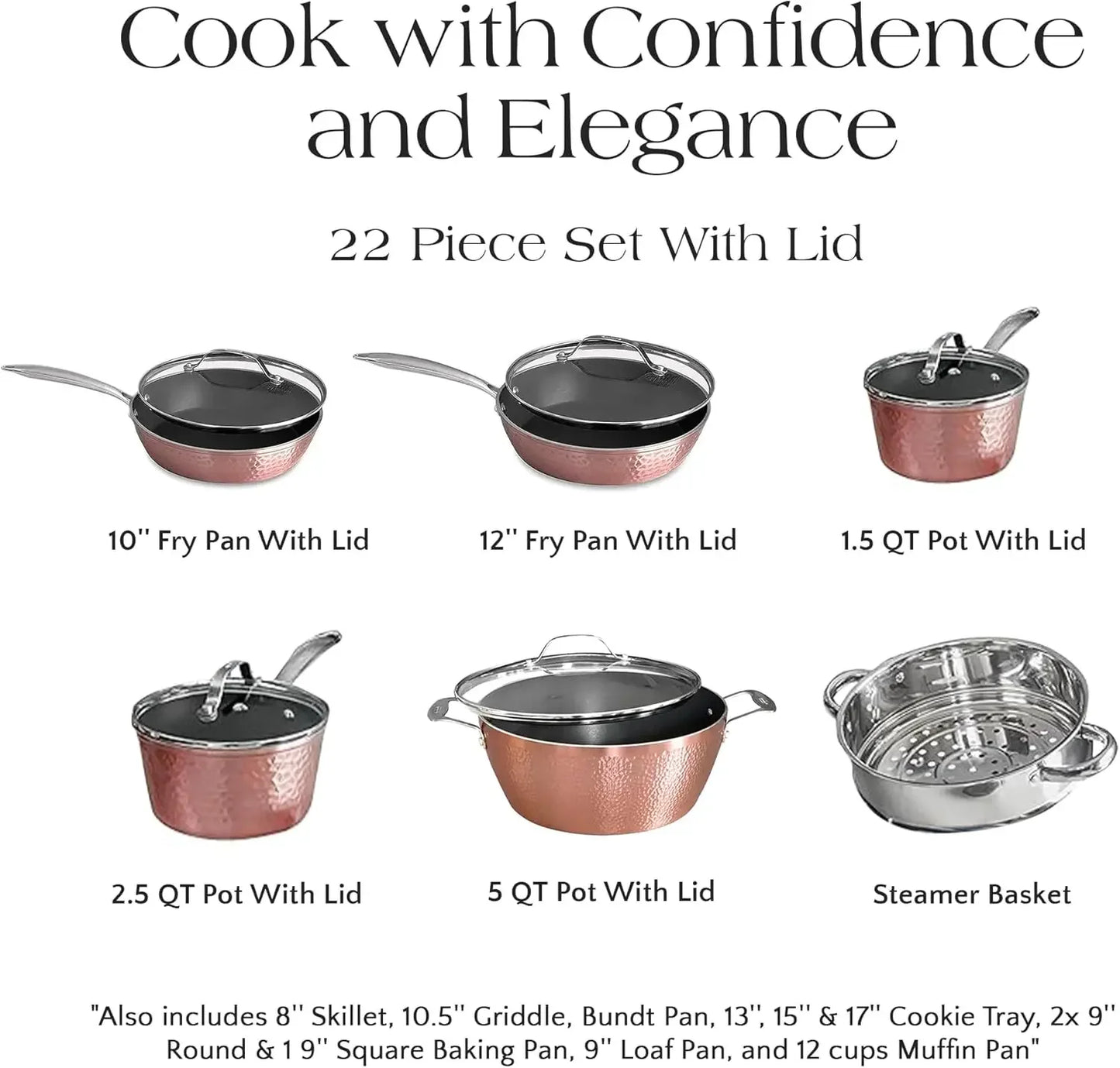 Luxurious Non-Stick  Rose Gold Cookware Set