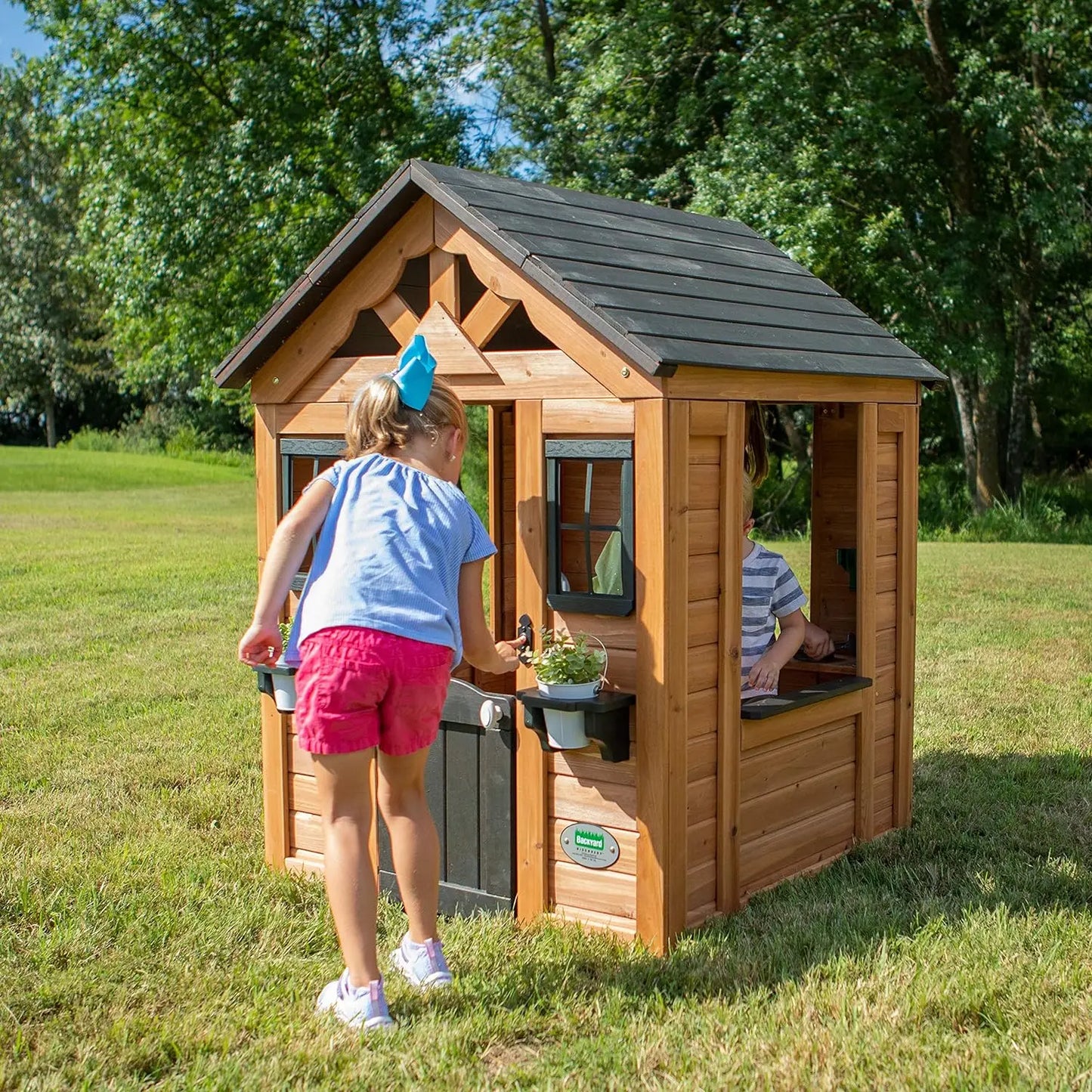 Sweetwater All Cedar Wooden Playhouse Light Brown