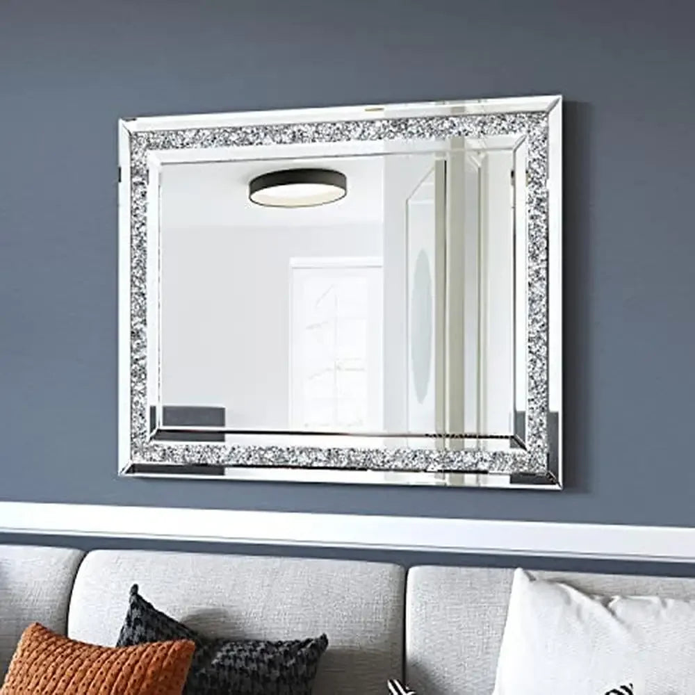 Crushed Diamond Beveled Wall Mirror Decor