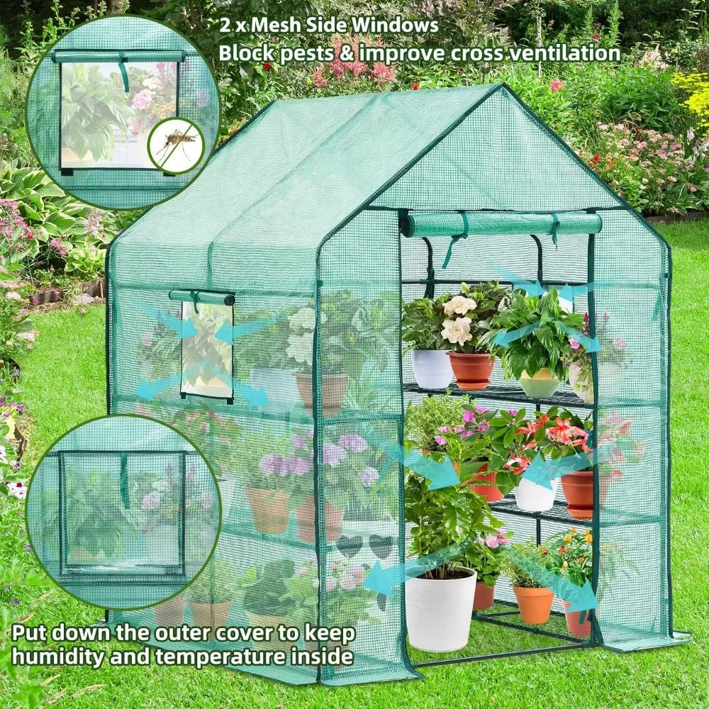 Heavy Duty Greenhouse with Screen Windows