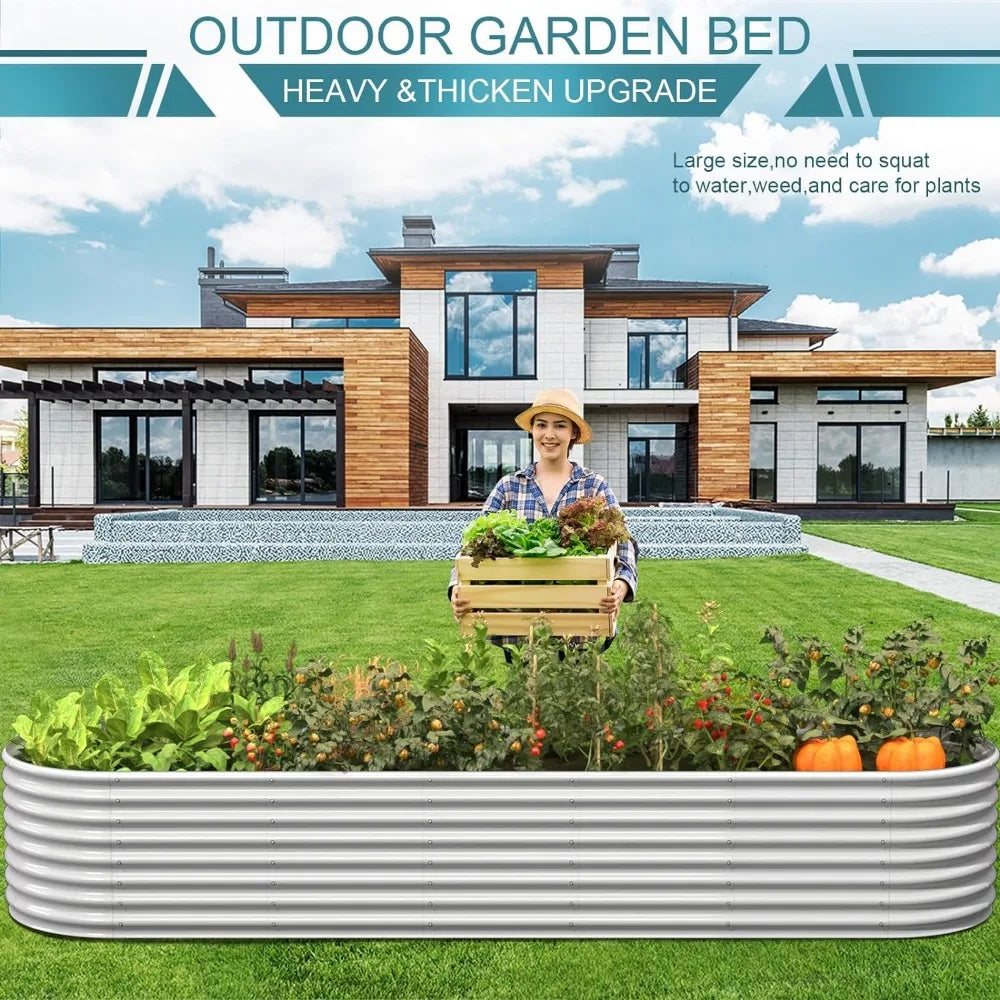 12FT(L)×3FT(W)×2FT(H) Galvanized Raised Garden Bed Outdoor