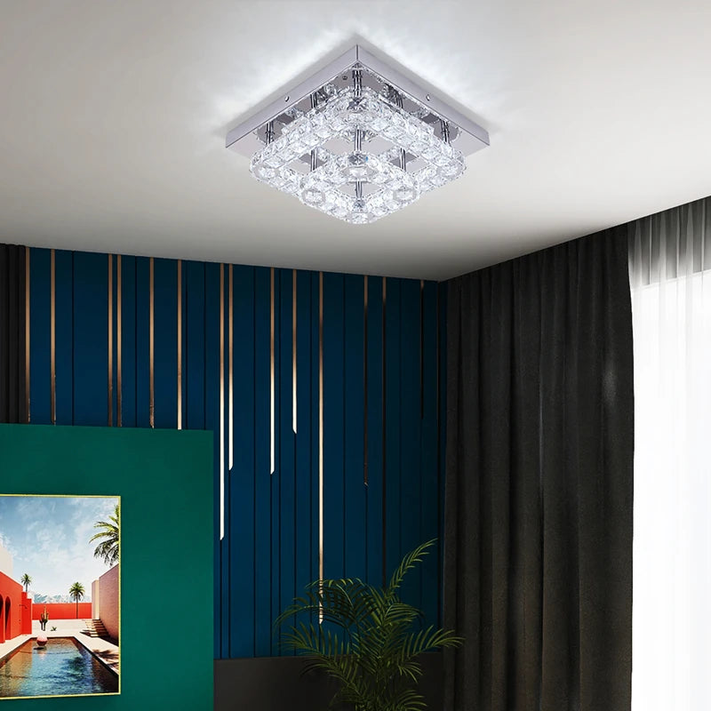 Modern Square Crystal Led Ceiling Light