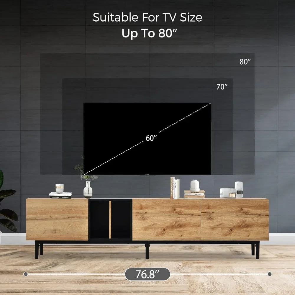 TV Stand with Cabinets & Open Shelves