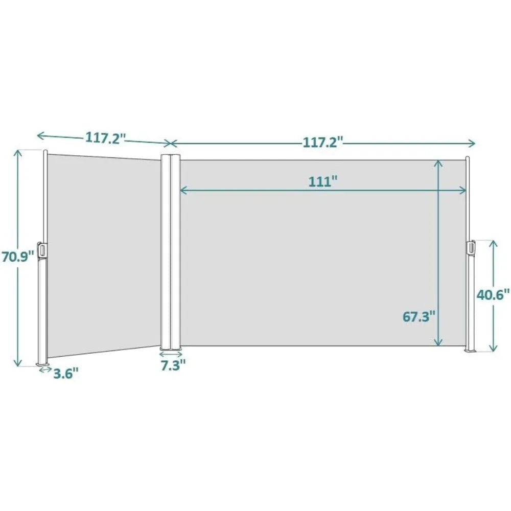 236''x 71'' Patio Retractable Side Awning Fully Assembled