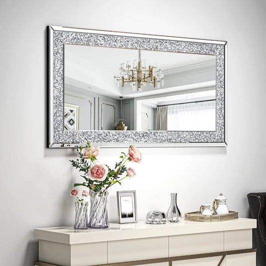 Large Silver Full Length Diamond Mirror