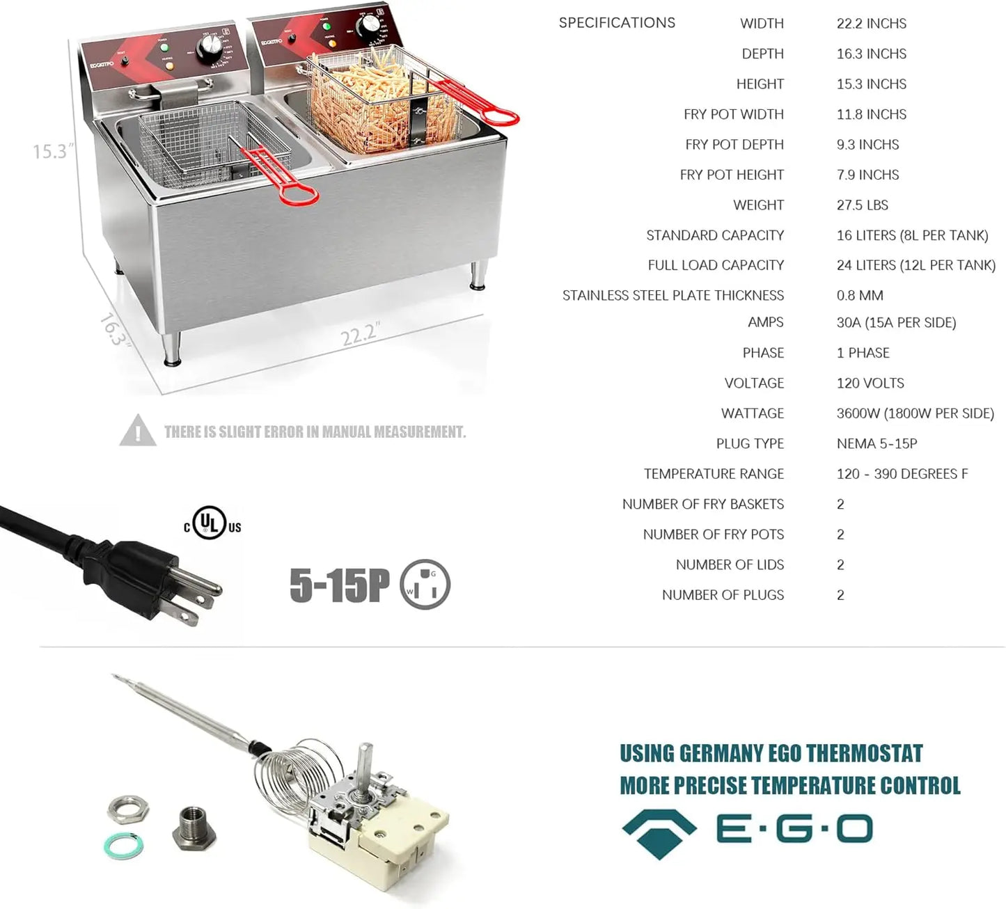 Commercial Deep Fryer Dual Tank Electric