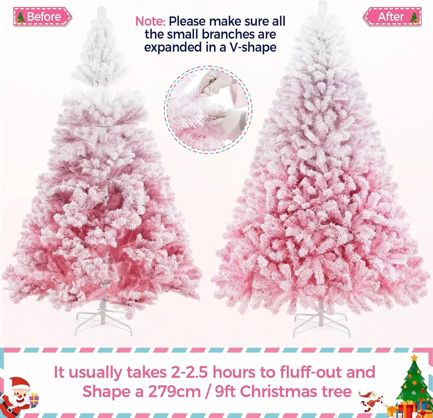 9ft Pre-lit Artificial Christmas Tree with 900 Incandescent