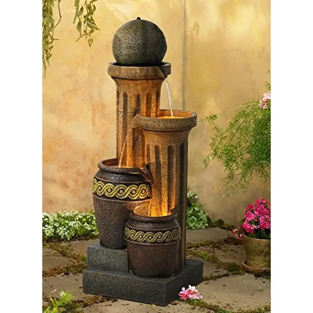 Rustic Sphere Jugs LED Water Fountain