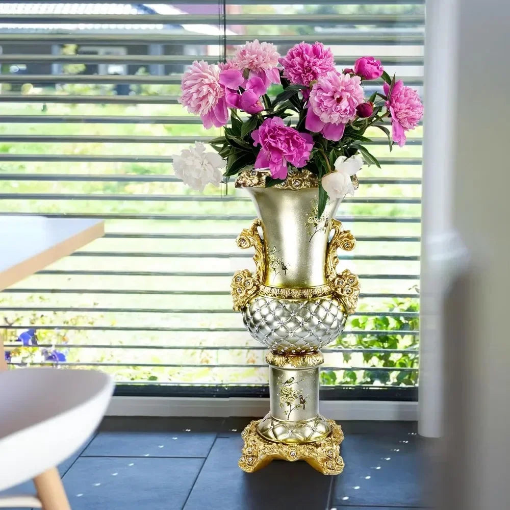 Gold Tall Floor Vase Home Decorations