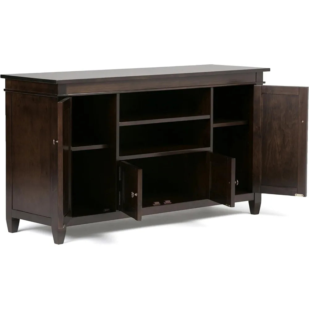 Carlton SOLID WOOD Universal TV Media Stand, 54 Inch Wide, Contemporary, Living Room Entertainment Center